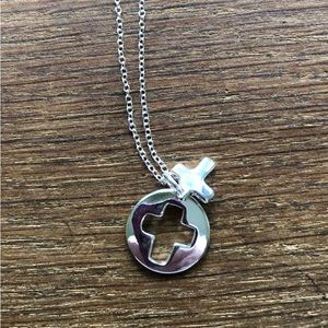 Double cross 925 silver plated necklace NWOT